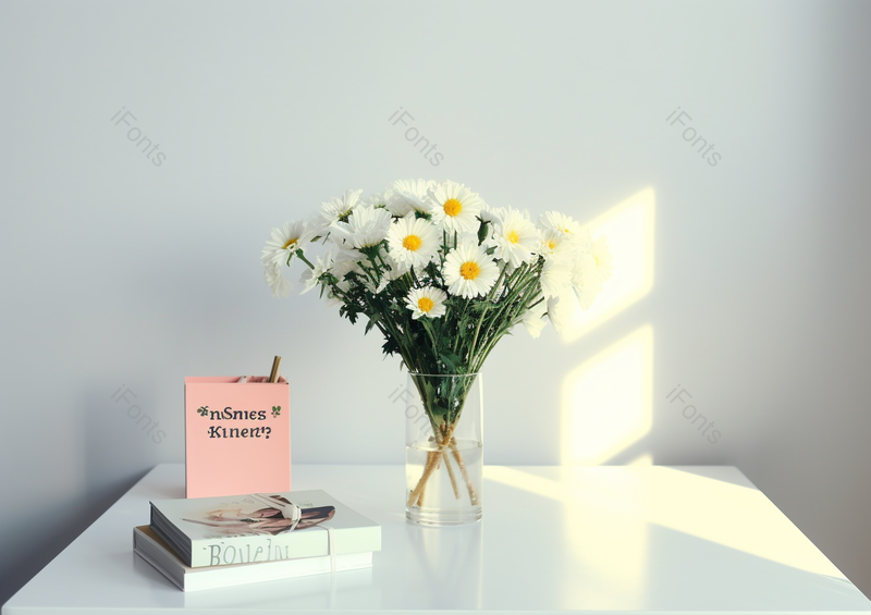简约的桌面上以上白色的花和文具,高清,摄影图,摄影图片,图片大全,摄影图免费下载